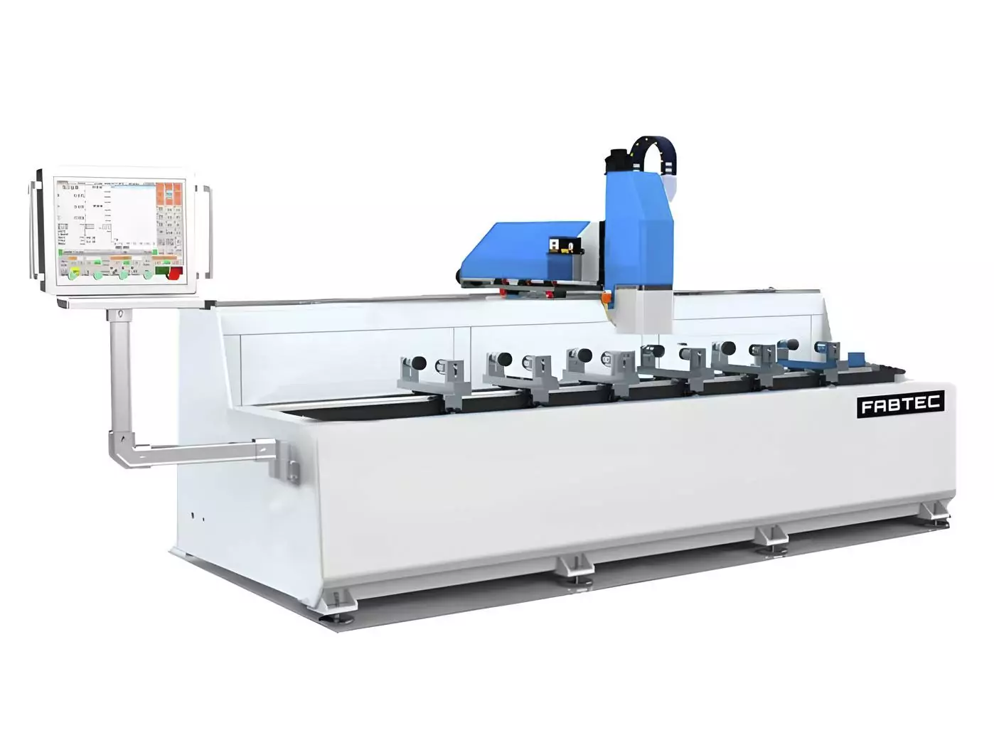 Фото №1. Главное фото: 3-осевой сверлильно-фрезерный станок FABTEC SKX3-CNC-3000 с ЧПУ для обработки алюминиевого профиля